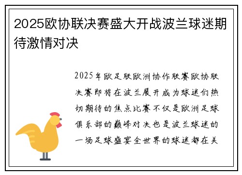 2025欧协联决赛盛大开战波兰球迷期待激情对决